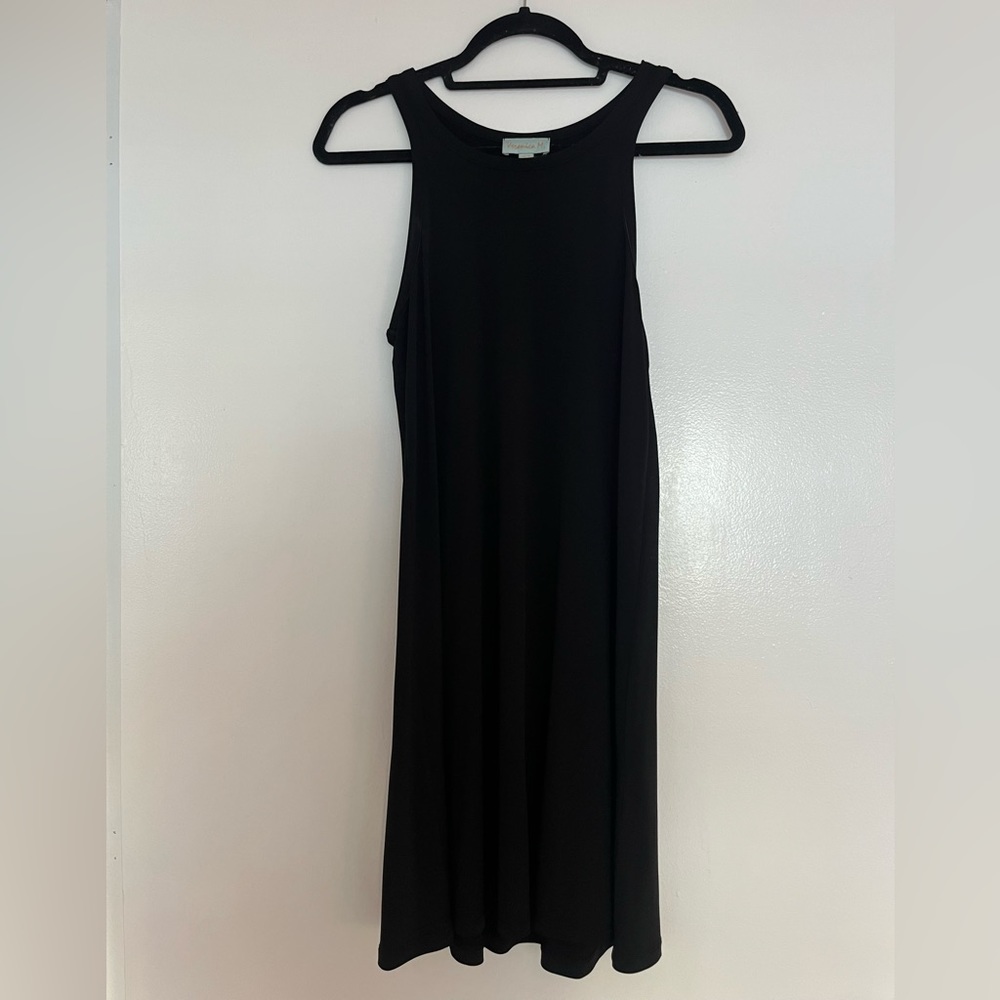 Veronica M Black Trapeze Dress with High Neck